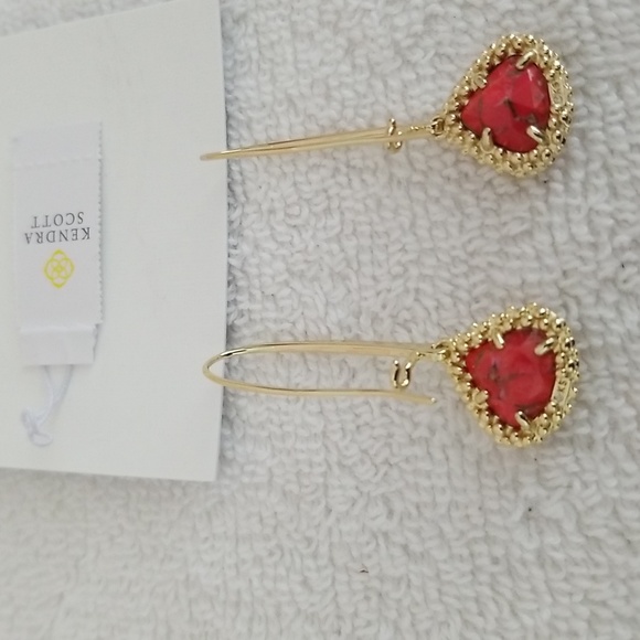 New Kendra Scott Framed Kendall Stone Drop Earrings - Picture 5 of 7